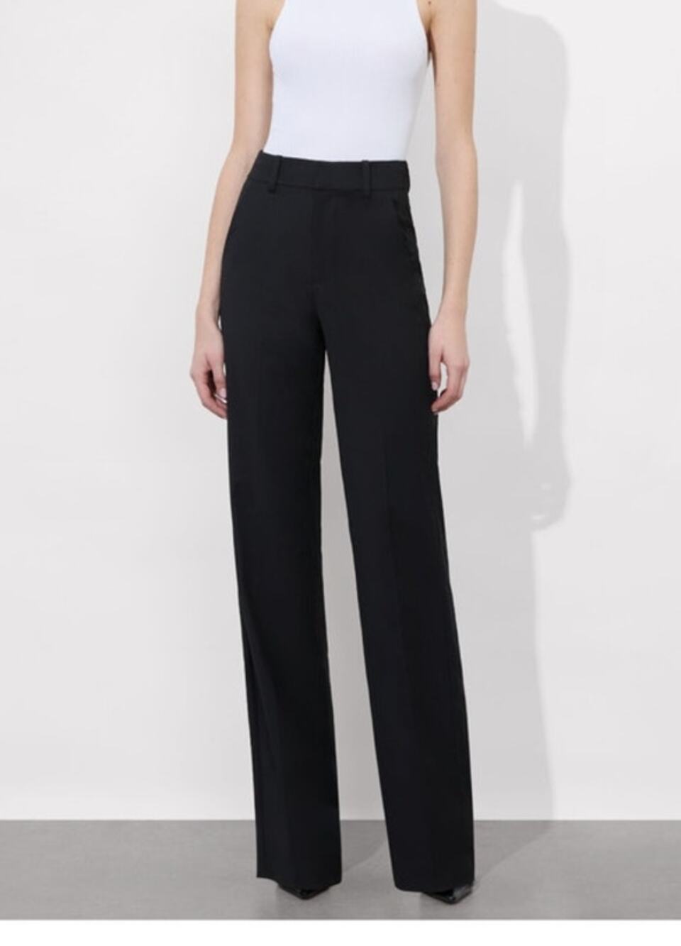 Alice + Olivia To Work black trouser straight leg pants mid low rise size 4